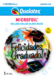 Globo metalizado redondo felicidades graduado estrellas 18" Qualatex