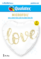 Globo metalizado corazón blanco love tinta dorada 18" Qualatex