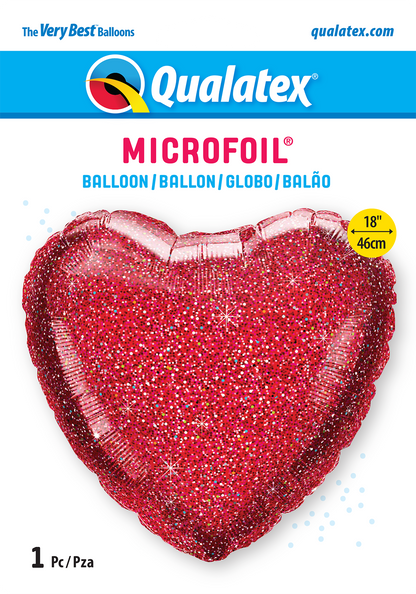 Globo metalizado corazón Glittergraphic Rojo 18" Qualatex