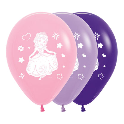 Globo impreso dos caras R12 x10 unidades Princesita Sofía personajes