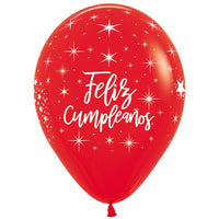 Globo Impreso Infinity Fashion Rojo Feliz Cumpleaños Radiante R12 por unidad Sempertex