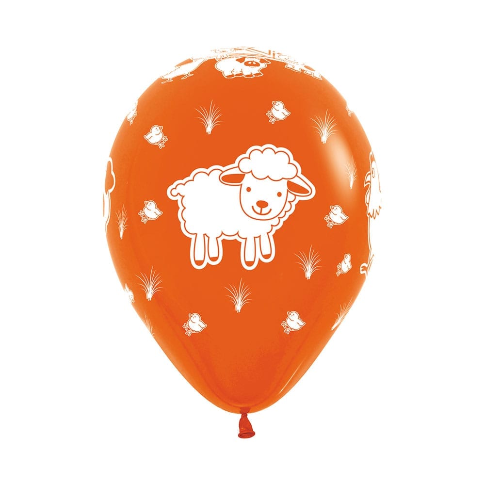 Globo Impreso Infinity Surtido Animales de la Granja R12 x50 unidades Sempertex anm