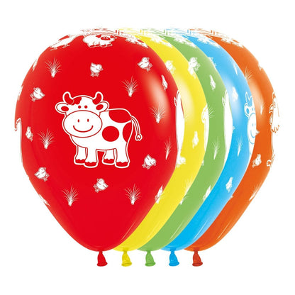 Globo Impreso Infinity Surtido Animales de la Granja R12 x50 unidades Sempertex anm