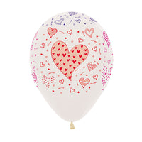 Globo Impreso Infinity Transparente Corazones y Flechas R12 por unidad Sempertex