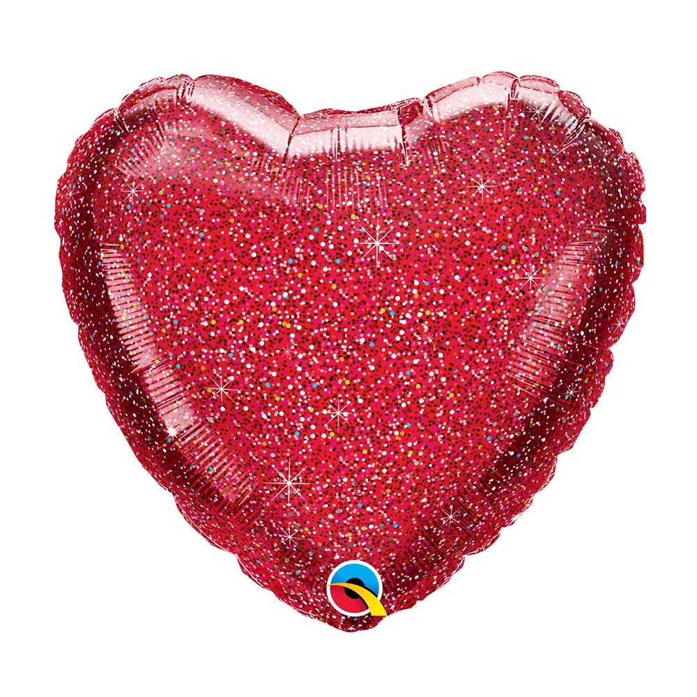 Globo metalizado corazón Glittergraphic Rojo 18" Qualatex