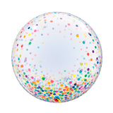 Globo burbuja transparente confetti multicolor 24" (60 cm) Qualatex