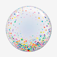 Globo burbuja transparente confetti multicolor 24" (60 cm) Qualatex