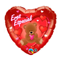 Globo metalizado corazón rojo oso eres especial 18" Qualatex