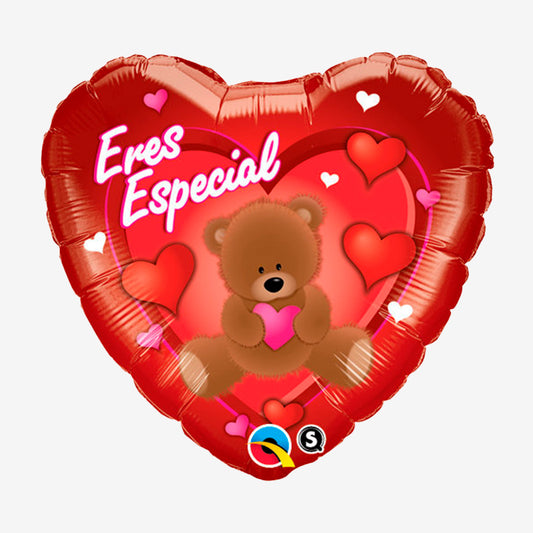 Globo metalizado corazón rojo oso eres especial 18" Qualatex